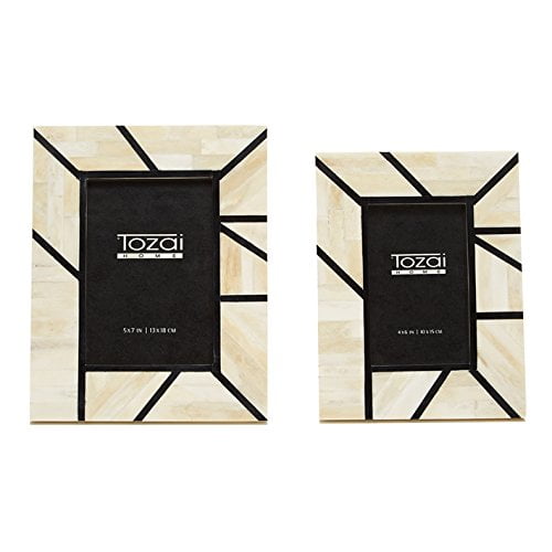 Grey Diagonal 4x6 & 5x7 Cowhide Frame Set Tozai Home Grey Diagonal 4x6 & 5x7 Cowhide Frame Set Tozai Home